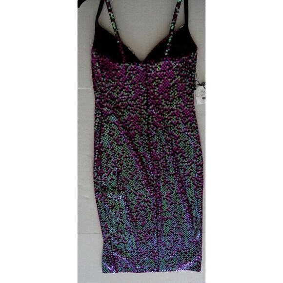 SHO x Tadashi Shoji Sz L Hot Pink Spaghetti Strap Midi Sheath Party Dress - Picture 5 of 16